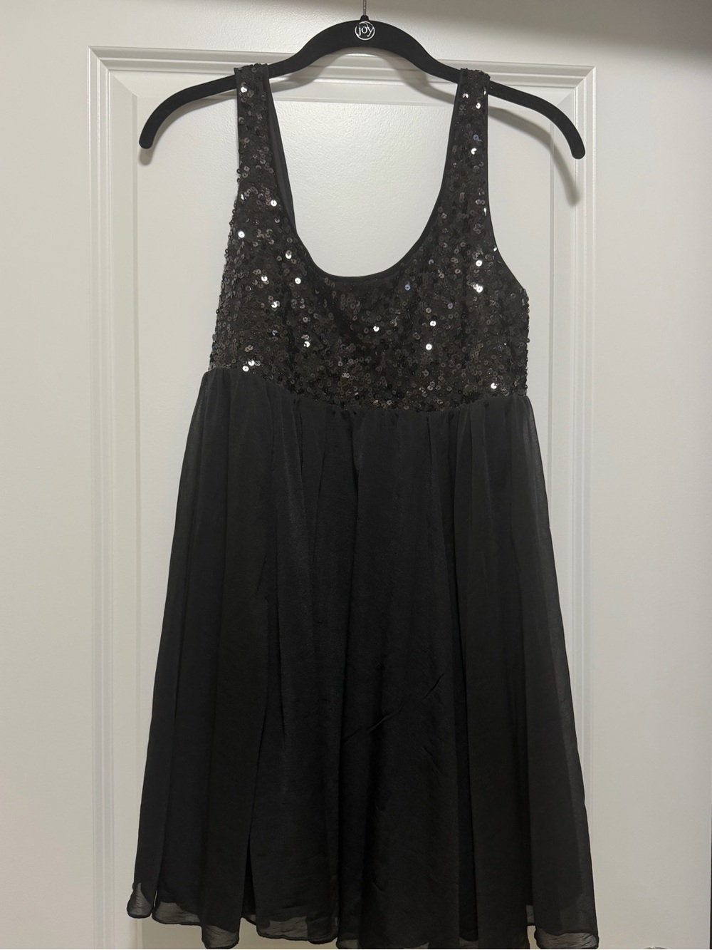 Black Sequin Baby Doll Party Dress